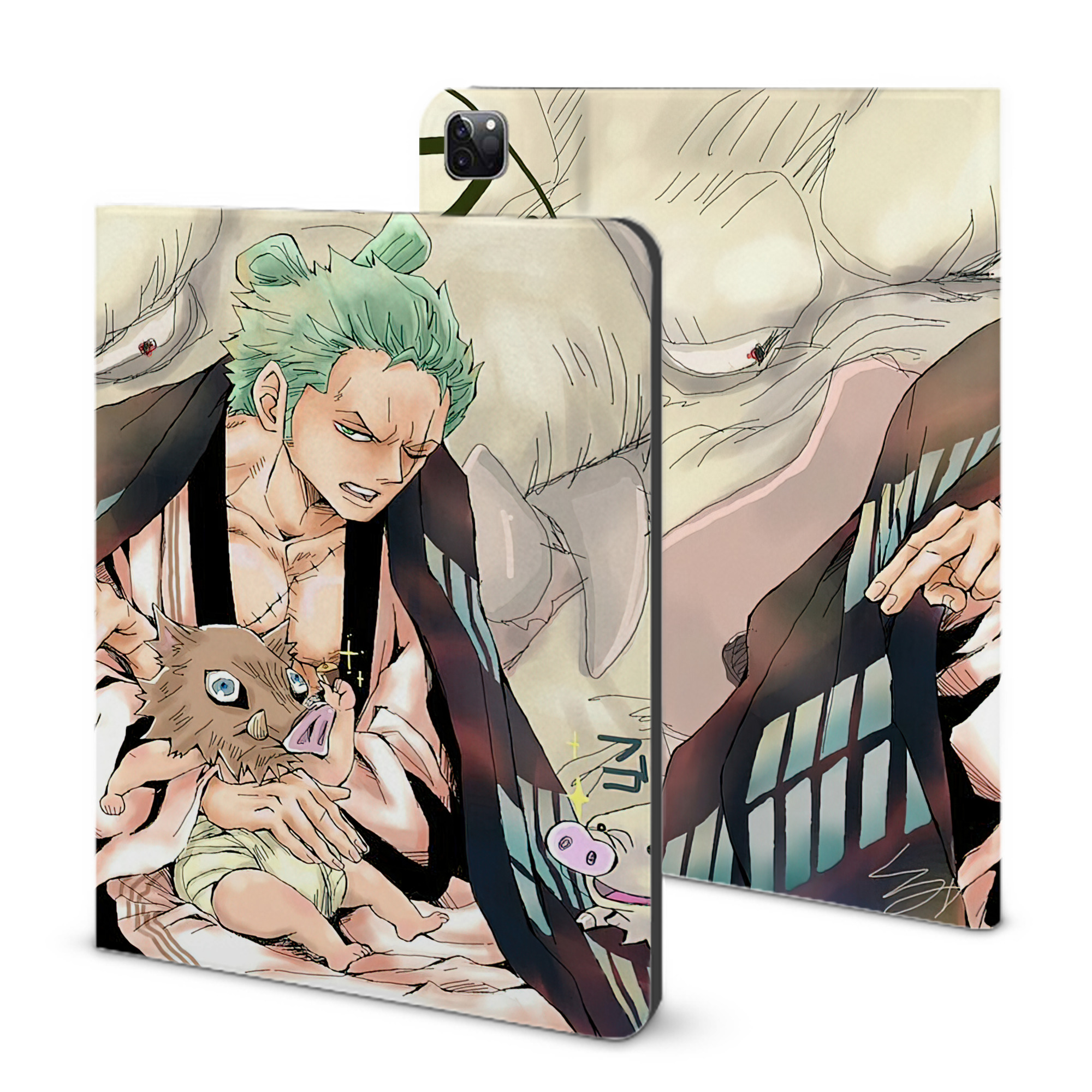 ワンピース ONE PIECE IPad ケース ブック型 PUレザー TPU 耐衝撃 軽量 薄型 ペン収納なし 全面保護 IPad 各モデル対応